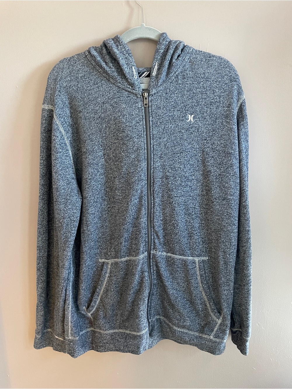 Hurley Men's Heather Gray Full-Zip Hooded Sweater
